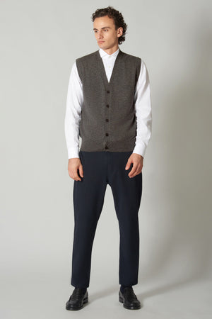 Gilet con Bottoni in Puro Cashmere Flanella