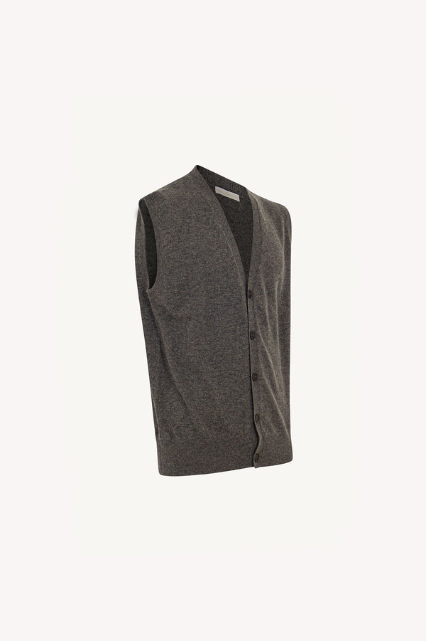 Gilet con Bottoni in Puro Cashmere Flanella