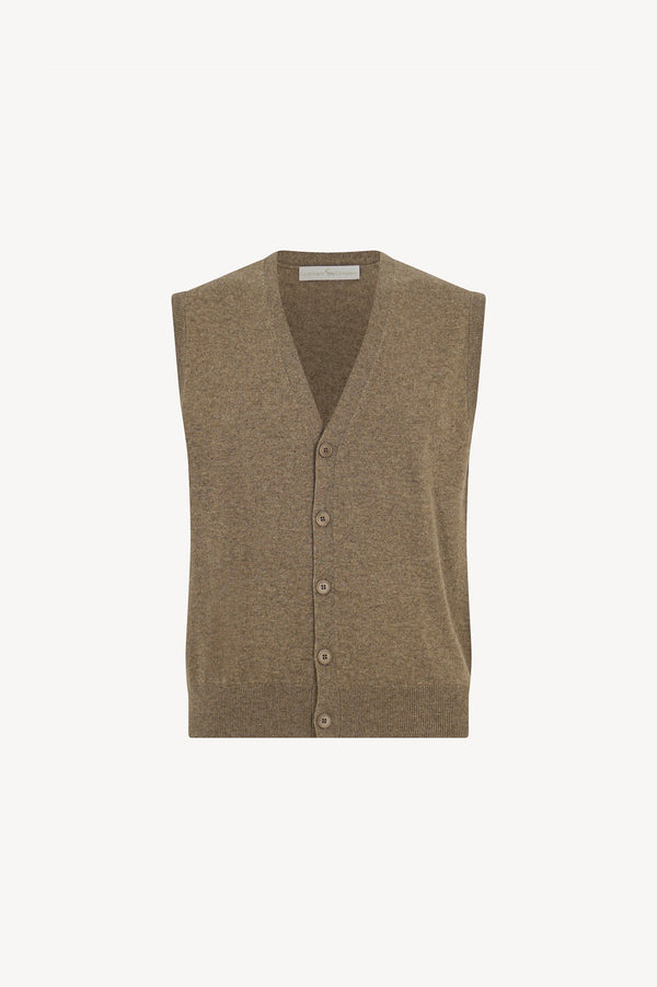 Gilet con Bottoni in Puro Cashmere Dune