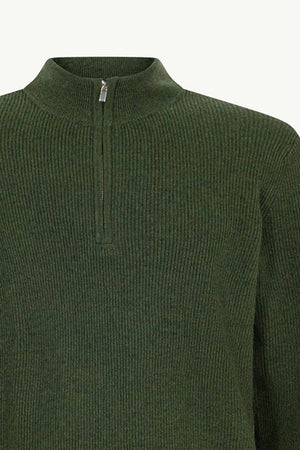 Lupetto Mezza Zip a Costa Inglese in Puro Cashmere Loden