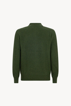 Lupetto Mezza Zip a Costa Inglese in Puro Cashmere Loden