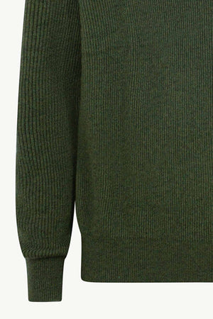 Lupetto Mezza Zip a Costa Inglese in Puro Cashmere Loden