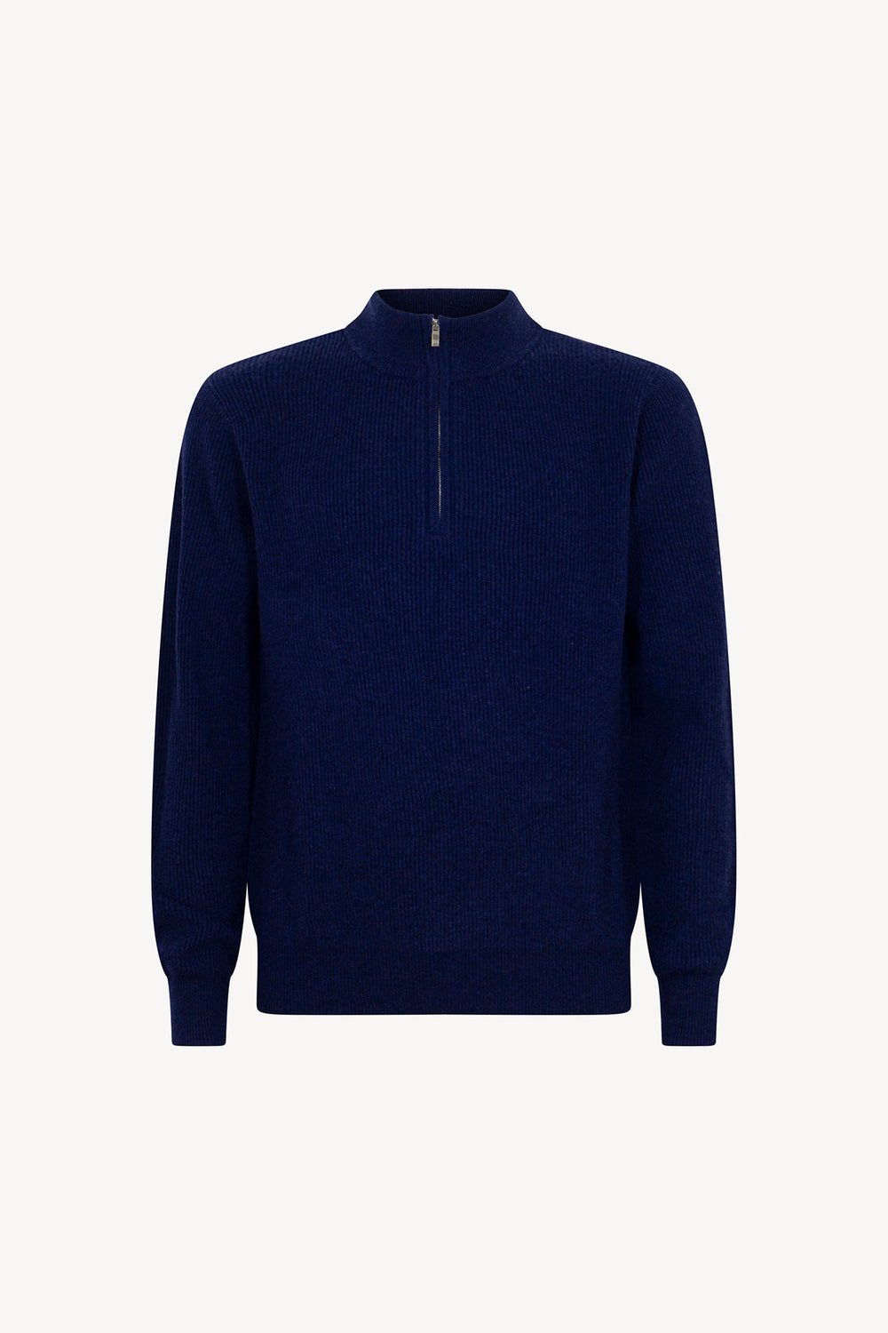 Lupetto Mezza Zip a Costa Inglese in Puro Cashmere Ink Blue