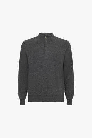 Lupetto Mezza Zip a Costa Inglese in Puro Cashmere Flanella