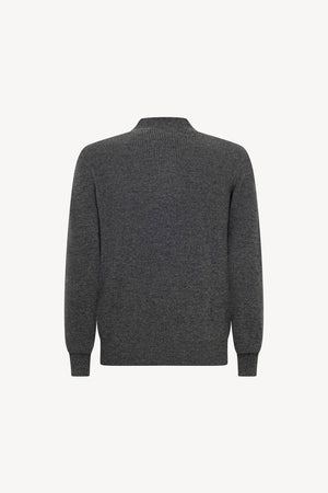 Lupetto Mezza Zip a Costa Inglese in Puro Cashmere Flanella