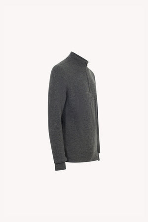 Lupetto Mezza Zip a Costa Inglese in Puro Cashmere Flanella