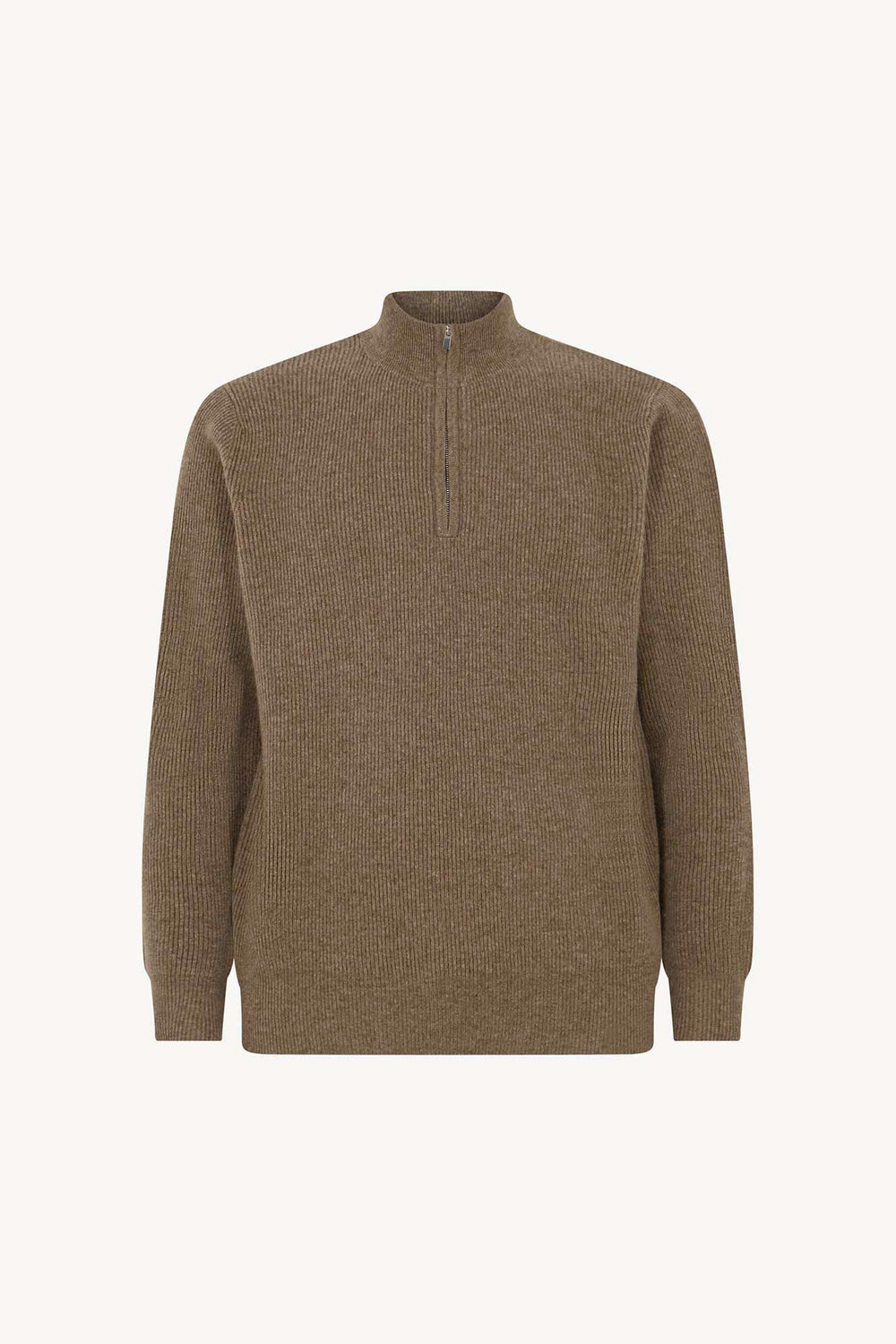 Lupetto Mezza Zip a Costa Inglese in Puro Cashmere Dune