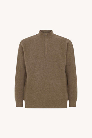 Lupetto Mezza Zip a Costa Inglese in Puro Cashmere Dune