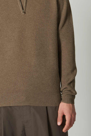 Lupetto Mezza Zip a Costa Inglese in Puro Cashmere Dune