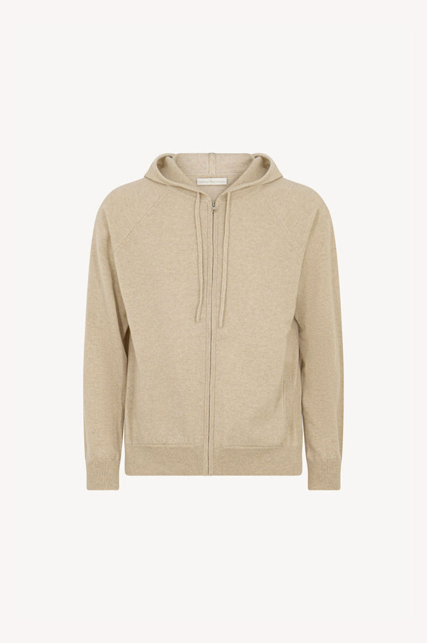 Felpa Uomo con Cappuccio in Puro Cashmere Avena
