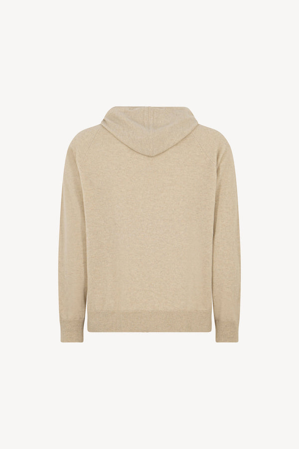 Felpa Uomo con Cappuccio in Puro Cashmere Avena