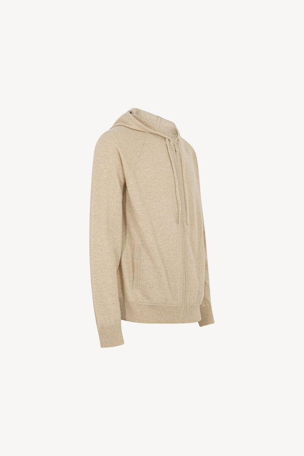 Felpa Uomo con Cappuccio in Puro Cashmere Avena