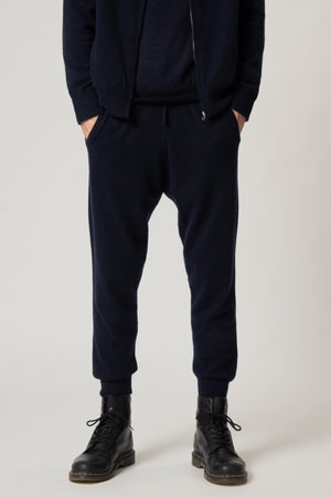 Pantaloni Jogging Unisex in Puro Cashmere Navy