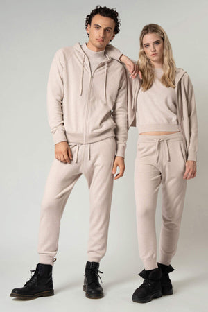Pantaloni Jogging Unisex in Puro Cashmere Avena