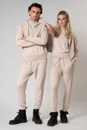 Pantaloni Jogging Unisex in Puro Cashmere Avena