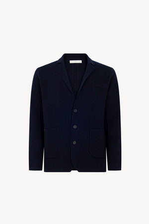 Blazer in Maglia Stoffa in Puro Cashmere Navy