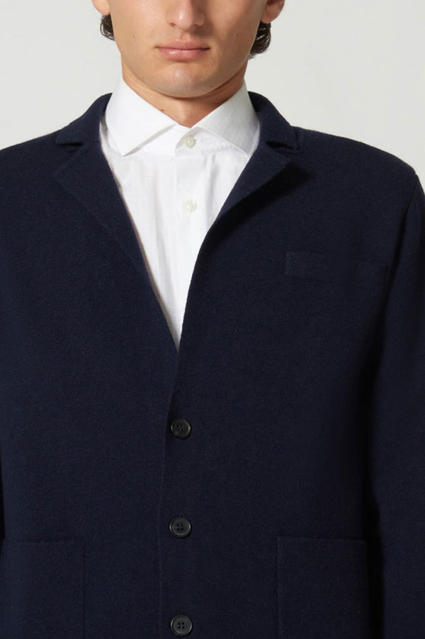 Blazer in Maglia Stoffa in Puro Cashmere Navy