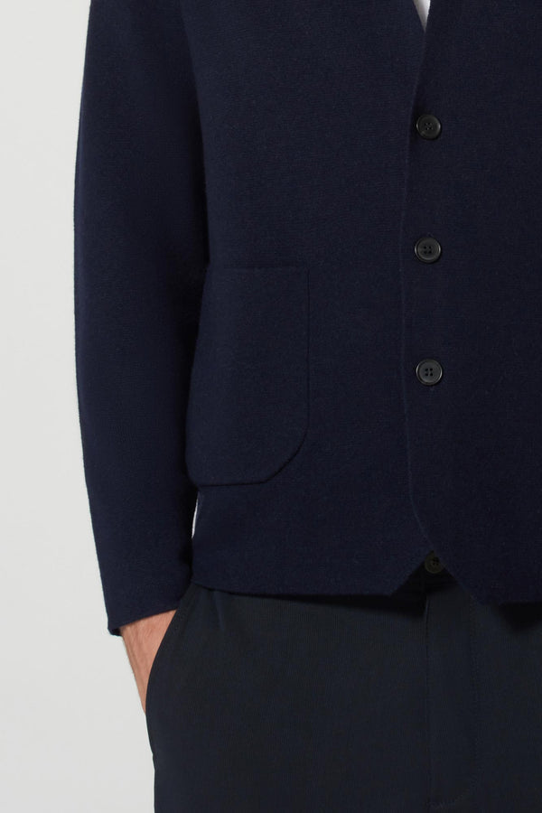 Blazer in Maglia Stoffa in Puro Cashmere Navy
