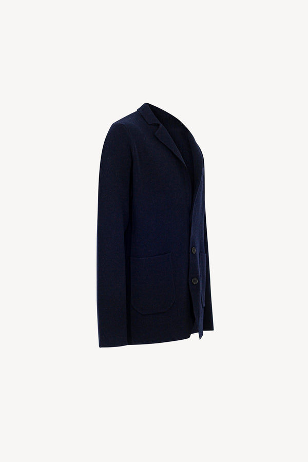 Blazer in Maglia Stoffa in Puro Cashmere Navy