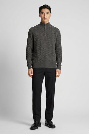 Lupetto Mezza Zip a Trecce 6 Fili in Puro Cashmere Flanella
