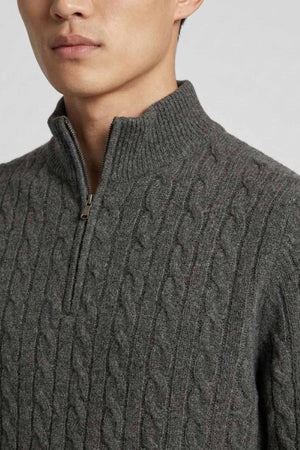 Lupetto Mezza Zip a Trecce 6 Fili in Puro Cashmere Flanella