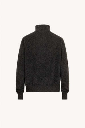 Lupetto Mezza Zip Unisex in Puro Cashmere Spazzolato Grigio