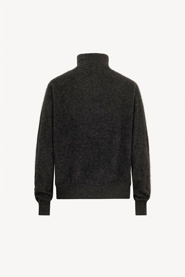 Lupetto Mezza Zip Unisex in Puro Cashmere Spazzolato Grigio
