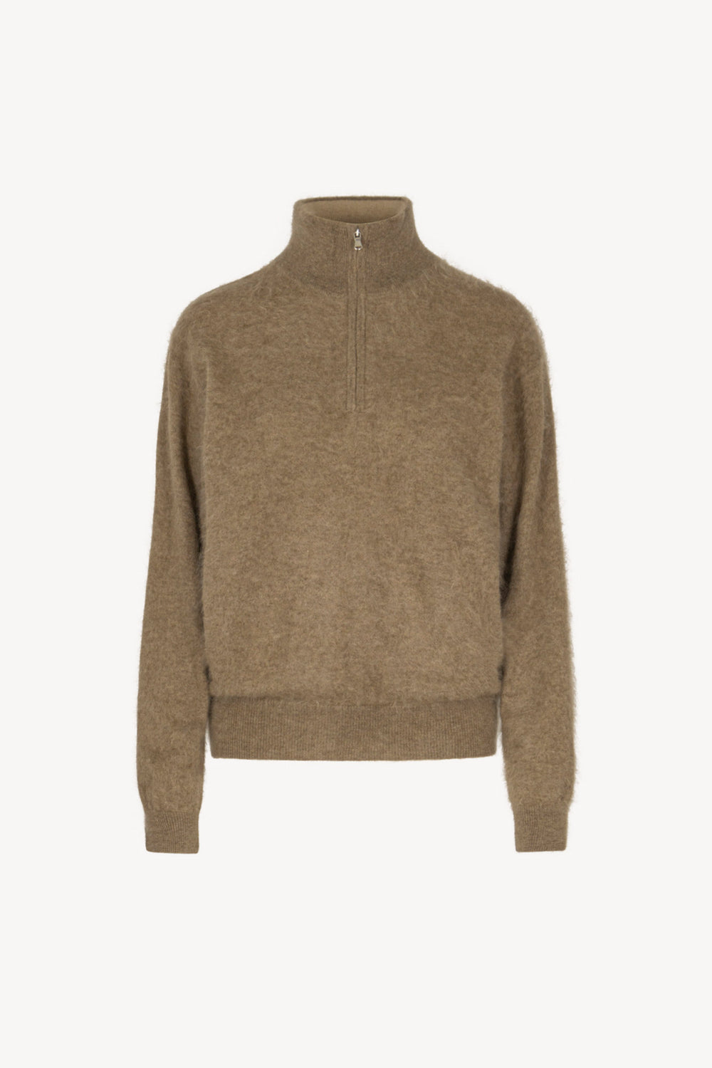 Dune Unisex Pure Cashmere Brushed Half-Zip Mock Neck Sweater