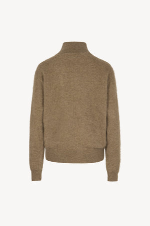 Lupetto Mezza Zip Unisex in Puro Cashmere Spazzolato Dune