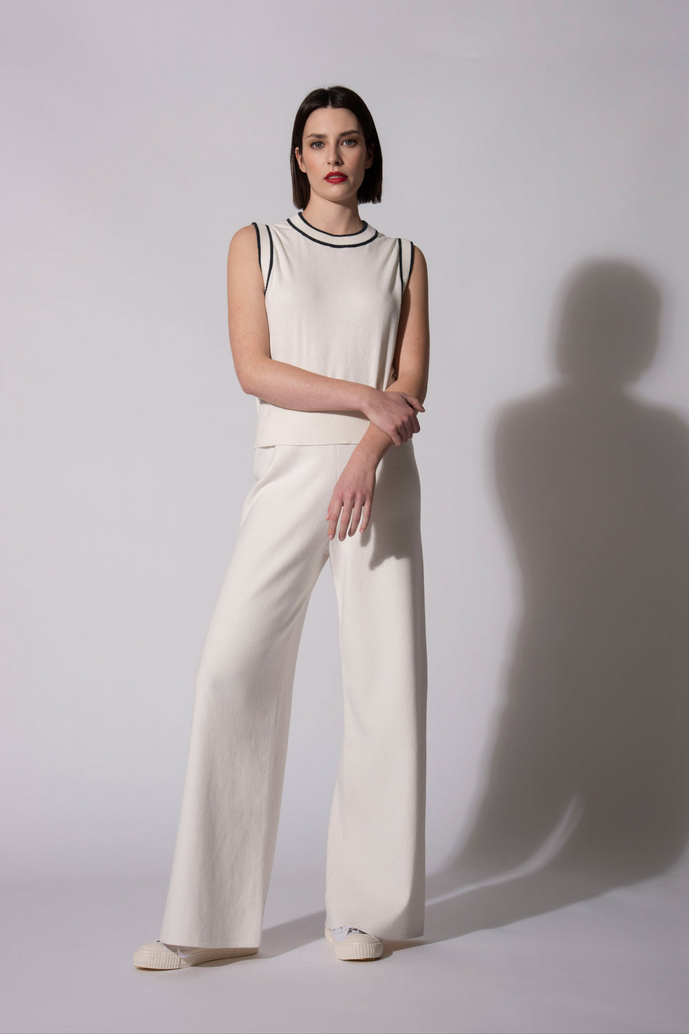 Girocollo senza manica bicolore Cotone - Seta - Cashmere