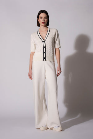 Golfino trecce mezza manica Cotone - Seta - Cashmere